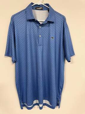 Southern Charm Clothing Golf Polo Size M Blue Beagle Print Performance